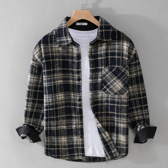 Herren Karierter Overshirt aus Teddyfleece mit aufgesetzter Brusttasche und verdeckter Knopfleiste Nord Taschen