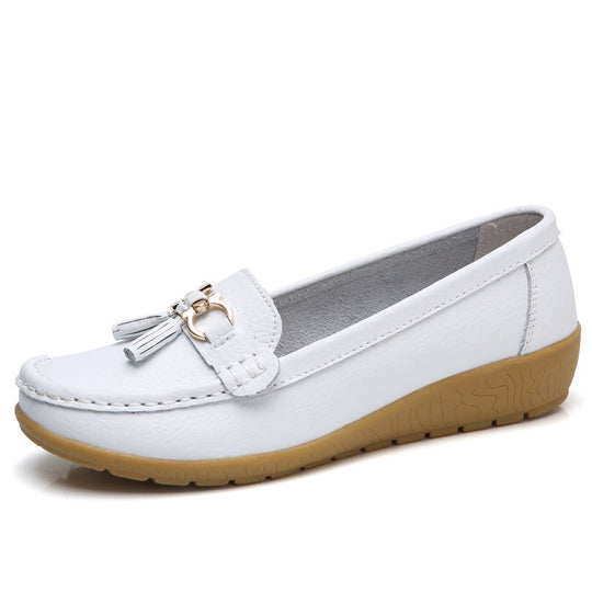 Damen Mokassins mit ornamentaler Schnalle und weicher Sohle