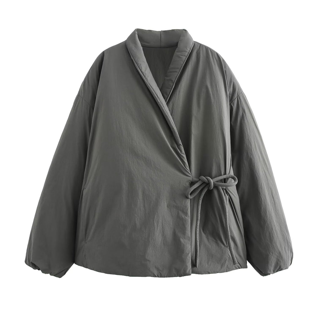 Damen 900+ gesteppte Wickeljacke mit Schalkragen und Taillenband Nord Taschen