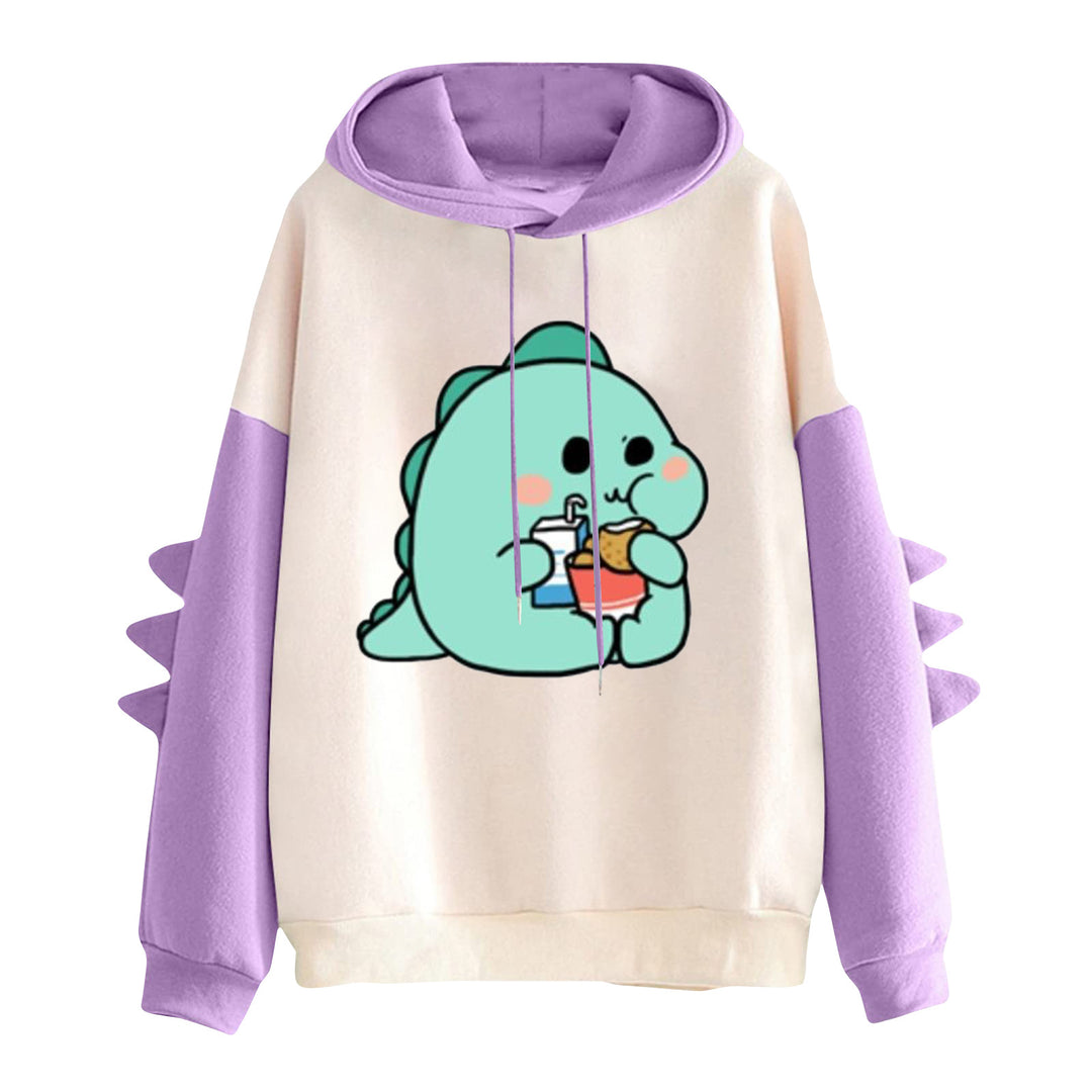 Damen nan Kapuzenpullover mit niedlichem Frosch-Motiv, Kängurutasche und volumigen Ärmelapplikationen Nord Taschen