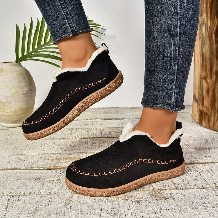 Damen Thermo‑Mokassin‑Slipper mit hohem Schaftkragen, handgenähter Ziernaht und flexibler Profilsohle Nord Taschen