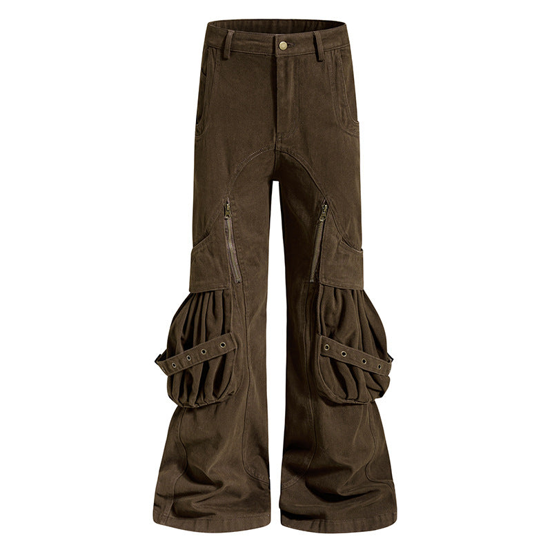Damen Cargo-Culotte mit gerafften Beuteltaschen, Ösenriemen und seitlichen Reißverschlüssen Nord Taschen