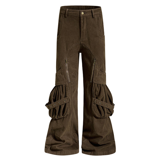 Damen Cargo-Culotte mit gerafften Beuteltaschen, Ösenriemen und seitlichen Reißverschlüssen Nord Taschen