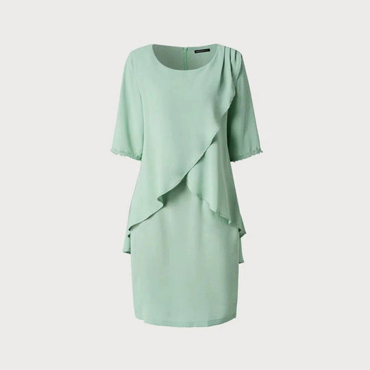Damen Elegantes Wickelkleid mit Schwingendem Saum und Spitze Nord Taschen