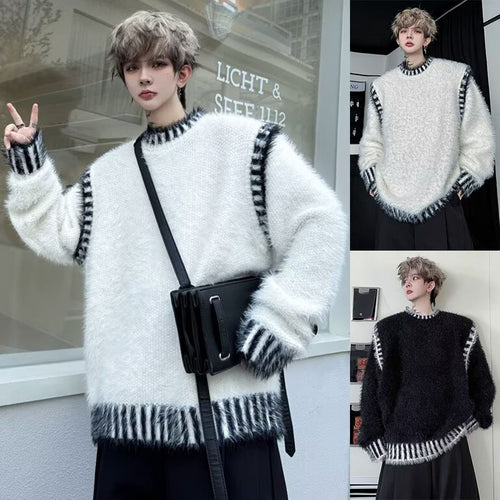 Herren Bequemer Grobstrickpullover mit Rundhalsausschnitt Nord Taschen