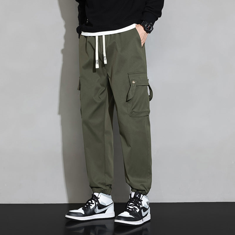 Herren Lockere Utility-Cargohose mit Kordelzug, Elastikbündchen und Multifunktionstaschen Nord Taschen