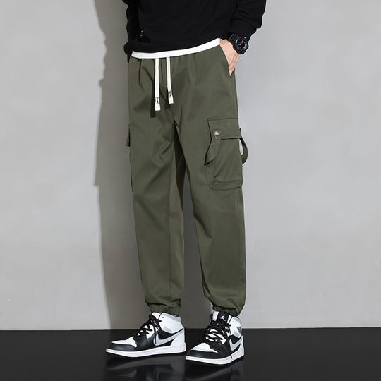 Herren Lockere Utility-Cargohose mit Kordelzug, Elastikbündchen und Multifunktionstaschen Nord Taschen