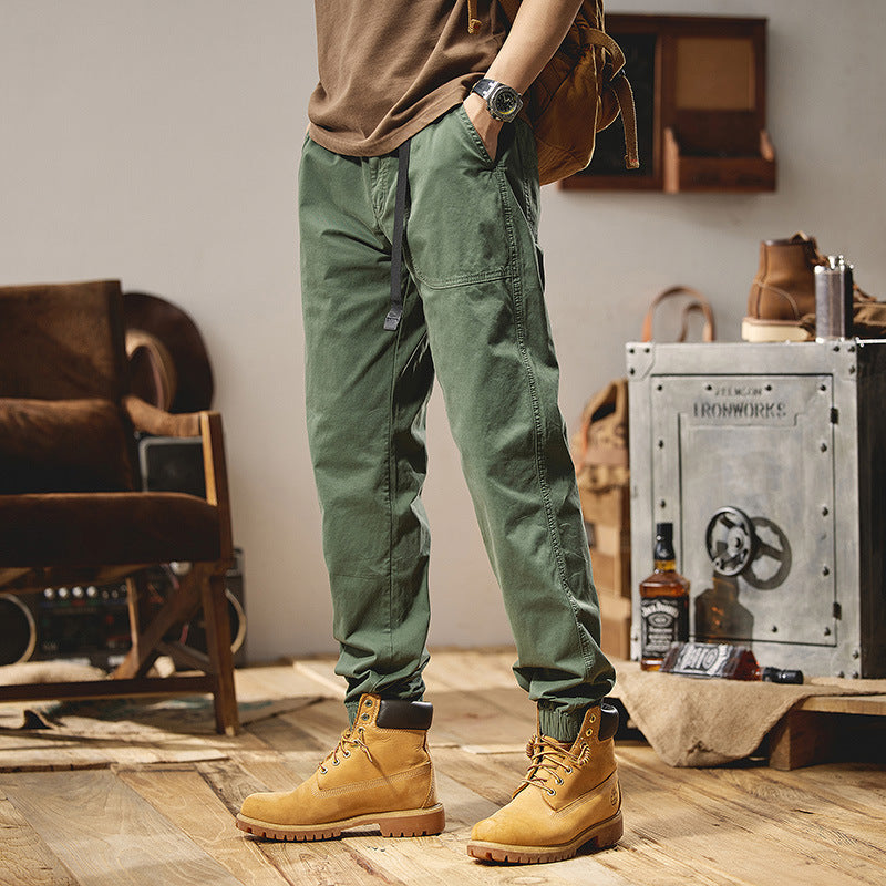 Herren Military-inspirierte Tapered-Cargo-Jogger aus robustem Baumwoll-Twill mit integriertem Webgurt und geripptem Knöchelabschluss Nord Taschen