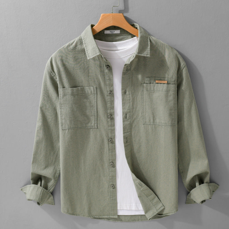 Herren Leichtes Baumwoll‑Twill Overshirt mit Kentkragen, doppelten aufgesetzten Brusttaschen und Relaxed-Fit Nord Taschen