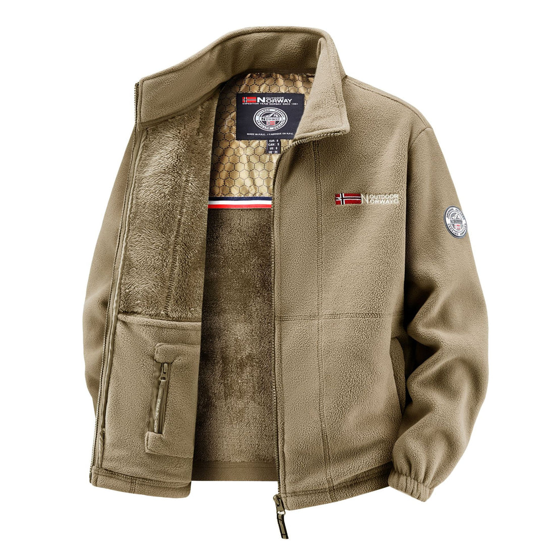 Herren Thermo-Fleecejacke mit Teddy-Innenfutter und Stehkragen Nord Taschen