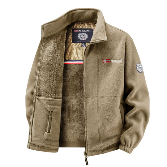 Herren Thermo-Fleecejacke mit Teddy-Innenfutter und Stehkragen Nord Taschen