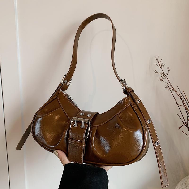 Damen Hobo-Tasche mit elegantem Faltendesign und glänzender Oberfläche Nord Taschen