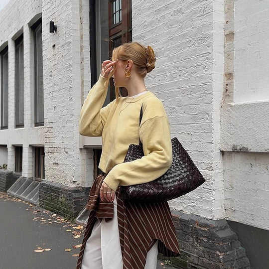 Damen Boxy Feinstrickpullover mit Raglanärmeln und geripptem Bündchen Nord Taschen