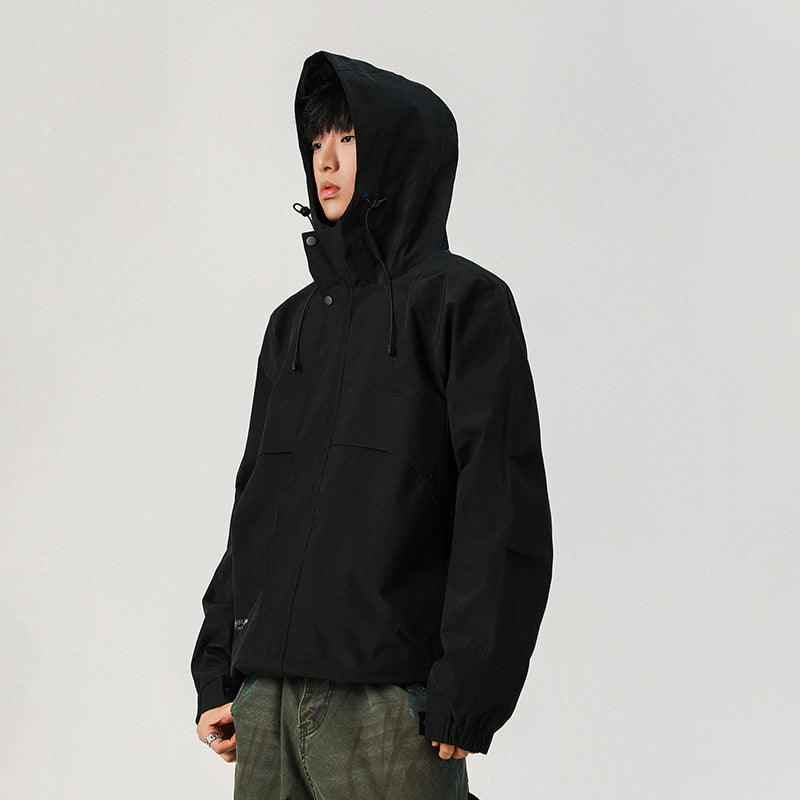 Herren Technische Kapuzen-Softshelljacke mit hohem Kragen und verstellbarem Saum Nord Taschen