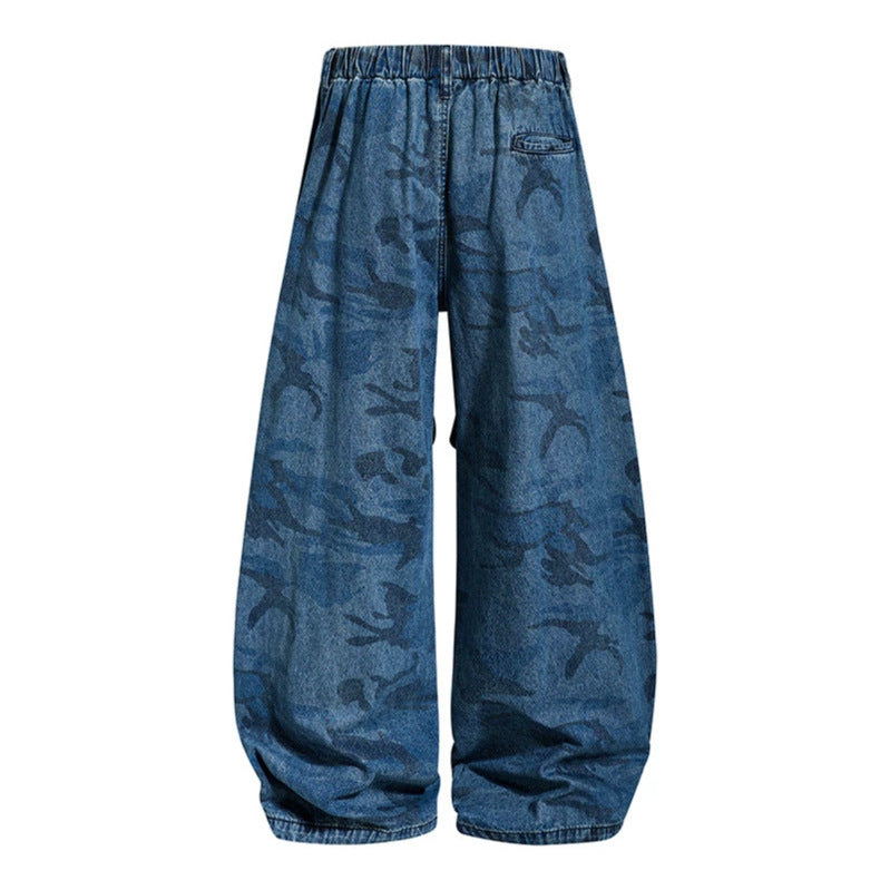 Damen Extraweite Denim-Palazzo-Hose mit elastischem Komfortbund und markanten Nahtdetails Nord Taschen
