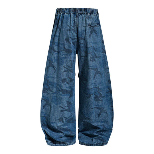 Damen Extraweite Denim-Palazzo-Hose mit elastischem Komfortbund und markanten Nahtdetails Nord Taschen
