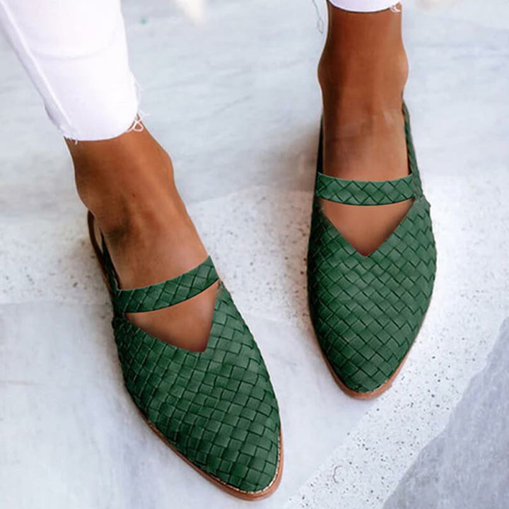 Woven-Style Spitze Slingback Flats für Damen