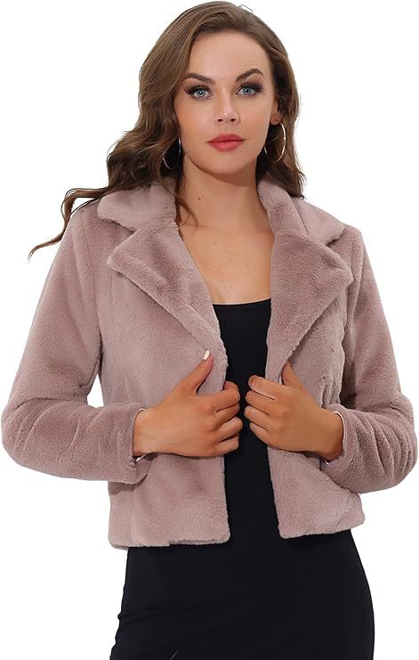 Damen Kurzblouson aus samtigem Faux‑Fur mit fallendem Revers und figurfreundlichem Cropped‑Schnitt Nord Taschen