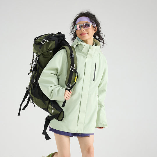 Damen Leichte wasserdichte Parka-Kapuzenjacke mit versiegelten Nähten und Kordelzug Nord Taschen
