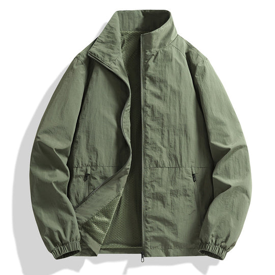 Herren Leichte atmungsaktive Windjacke mit Stehkragen und perforiertem Futter Nord Taschen