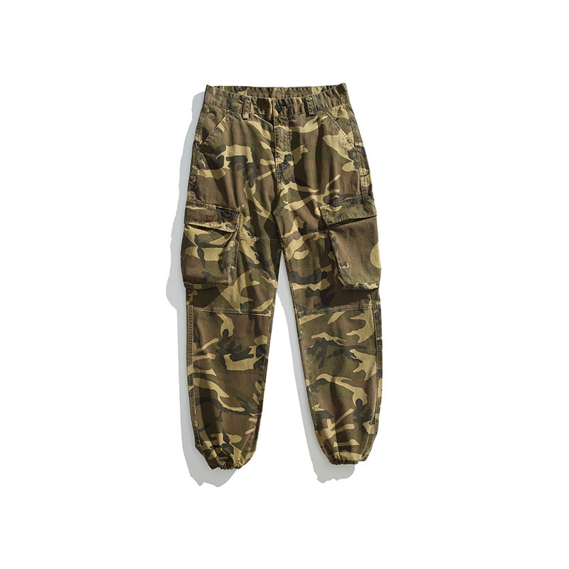 Herren Taktische Cargo-Joggerhose mit elastischem Knöchelabschluss, Mehrfachklapptaschen und Tarnmuster Nord Taschen