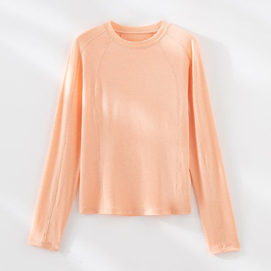 Damen Leichtes Longsleeve-Feinstrickshirt mit Raglanärmeln und Rundhalsausschnitt Nord Taschen