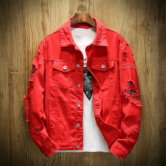 Herren Jeansjacke im Destroyed‑Look mit Rissdetails und aufgesetzten Brusttaschen Nord Taschen