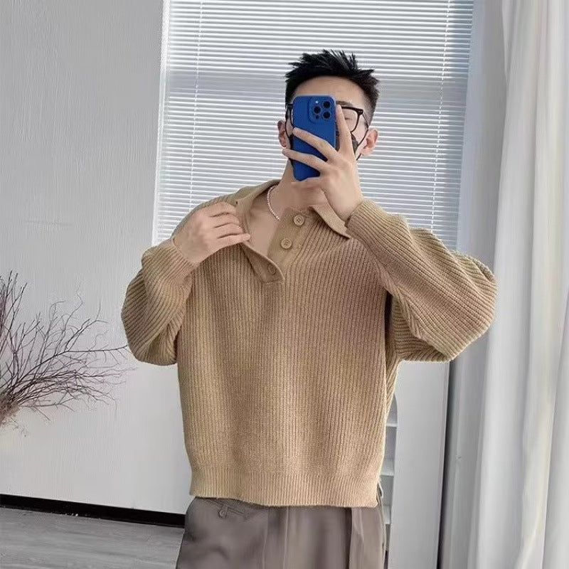 Herren Feinstrick-Polo-Pullover mit Halbschlupf‑Knopfleiste, Rippstruktur und Seitenschlitzen Nord Taschen