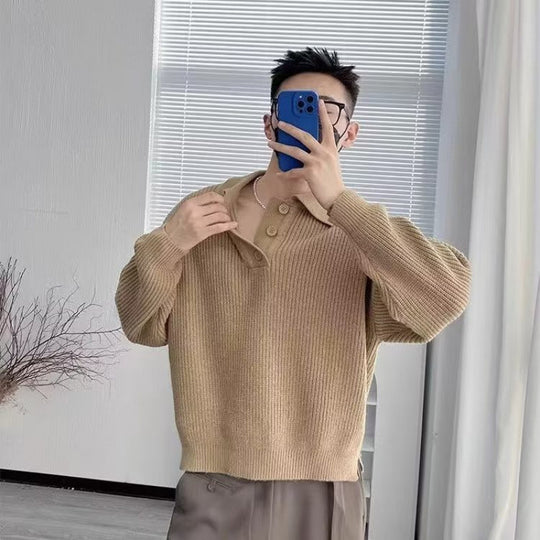 Herren Feinstrick-Polo-Pullover mit Halbschlupf‑Knopfleiste, Rippstruktur und Seitenschlitzen Nord Taschen