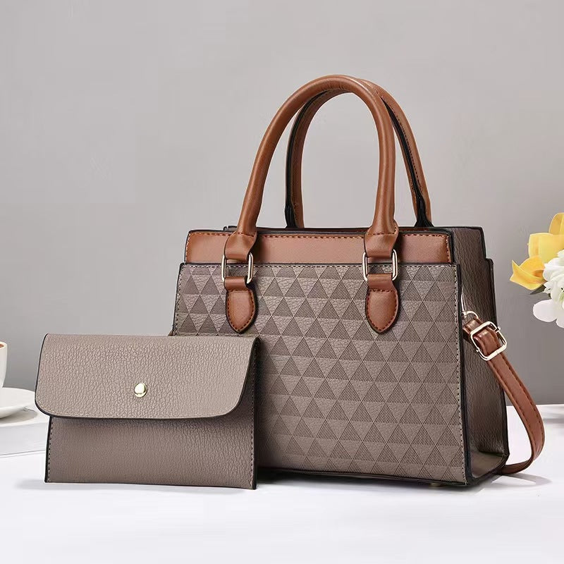 Damen Handtasche mit geometrischem Muster und abnehmbarer Clutch Nord Taschen