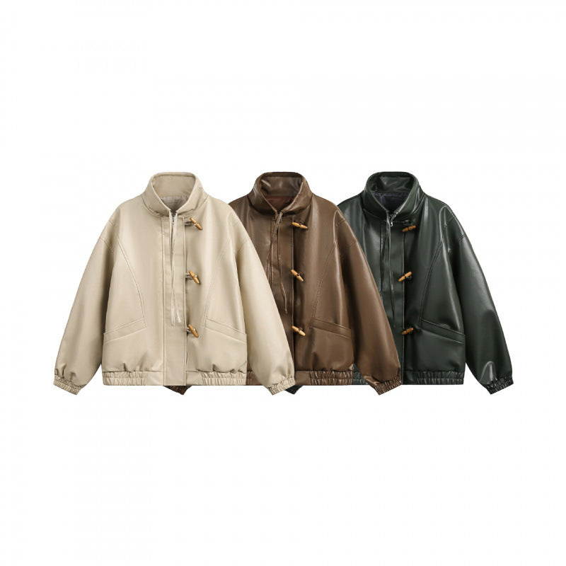 Unisex Kurz geschnittene Oversize-Jacke mit Knebelverschlüssen, hohem Stehkragen und elastischem Saum Nord Taschen