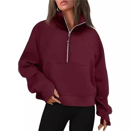 Damen sportlicher Hoodie mit kurzem Reißverschluss und praktischer Kängurutasche Nord Taschen