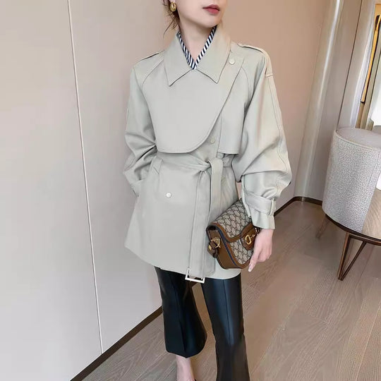 Damen Modernes Trenchcoat mit Taillengürtel Nord Taschen