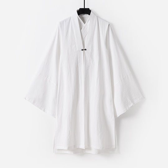 Unisex Asiatisch inspirierte Oversize-Kimono-Jacke mit Trompetenärmeln und kleinem Knebelverschluss Nord Taschen