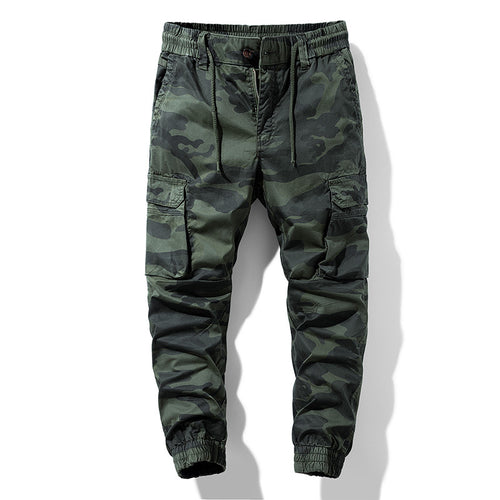 Herren Camouflage-Utility-Cargohose im Joggerstil mit Tunnelzugbund und verstärkten Kniepartien Nord Taschen