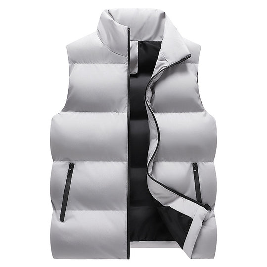 Herren Minimalistische Outdoor-Steppweste mit breiter Blocksteppung, isolierter Wattierung und verdeckten Reißverschlusstaschen Nord Taschen