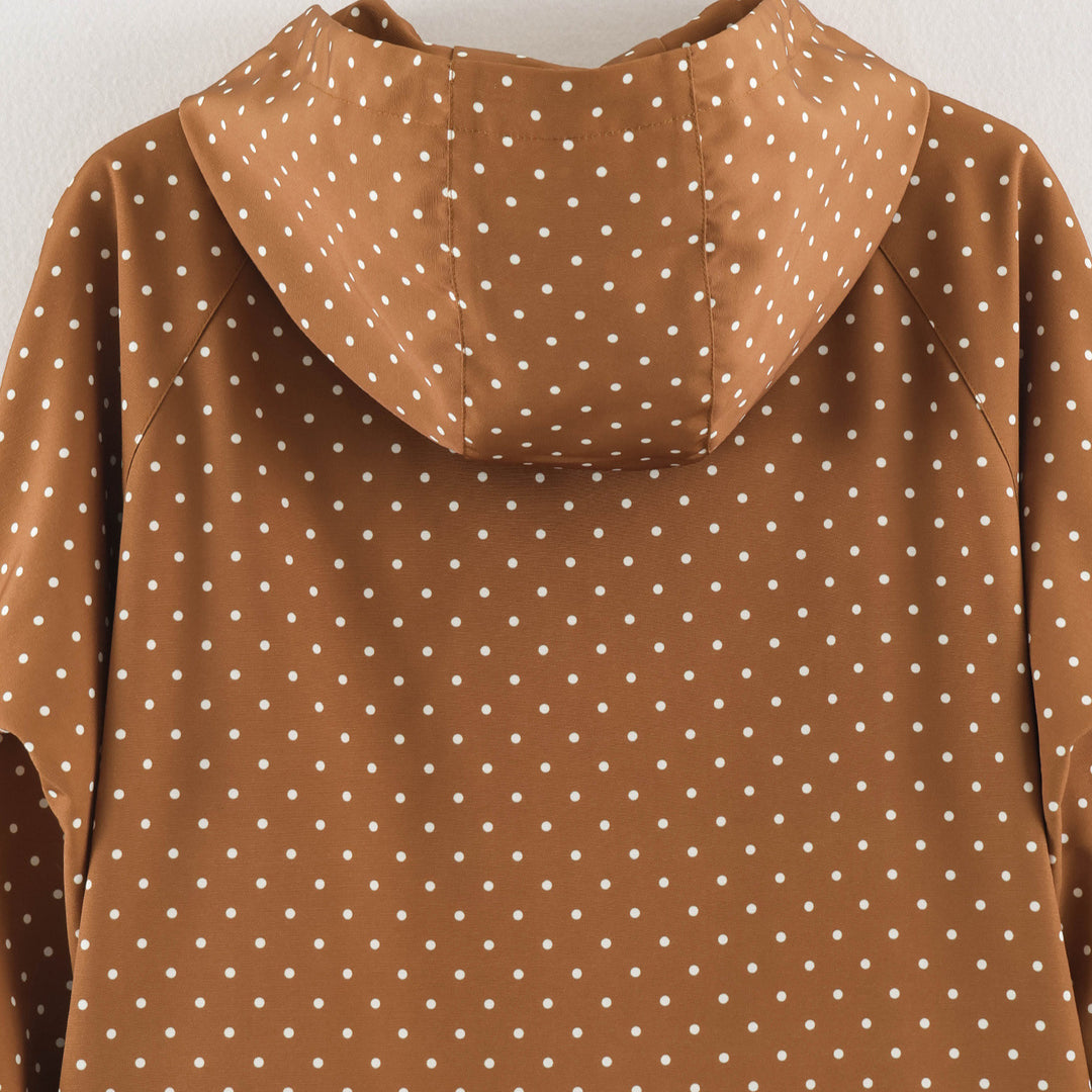 Damen Leichte wasserabweisende Kapuzenjacke mit Tupfenmuster und Druckknopfleiste Nord Taschen