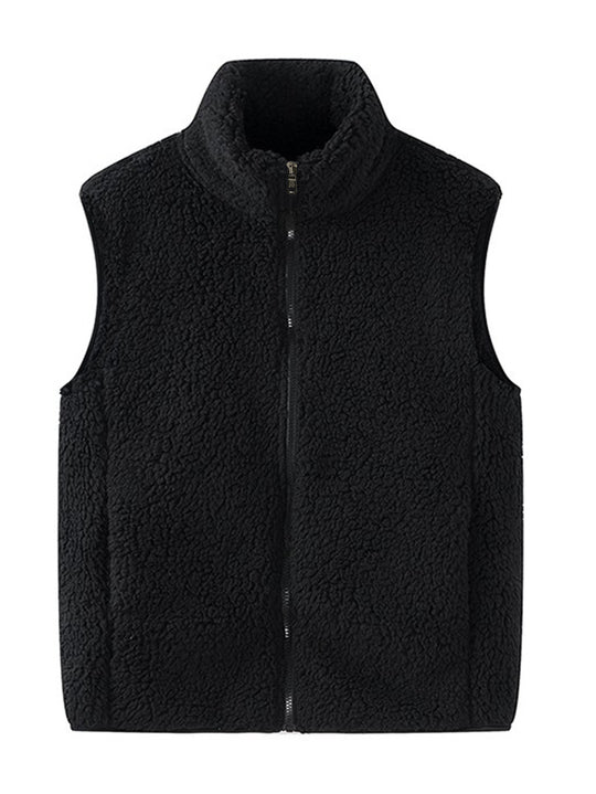 Damen Ärmellose Sherpa-Fleece-Weste mit hohem Stehkragen und Reißverschluss Nord Taschen