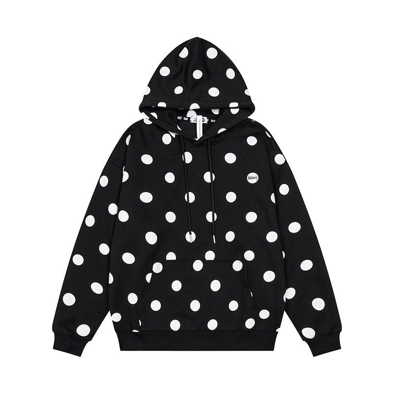Damen Oversize-Kapuzenpullover mit Polka-Dot-Allover und Kängurutasche Nord Taschen