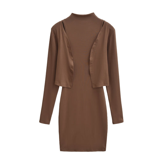 Damen Figurnahes Midikleid mit integriertem Bolero und Stehkragen Nord Taschen