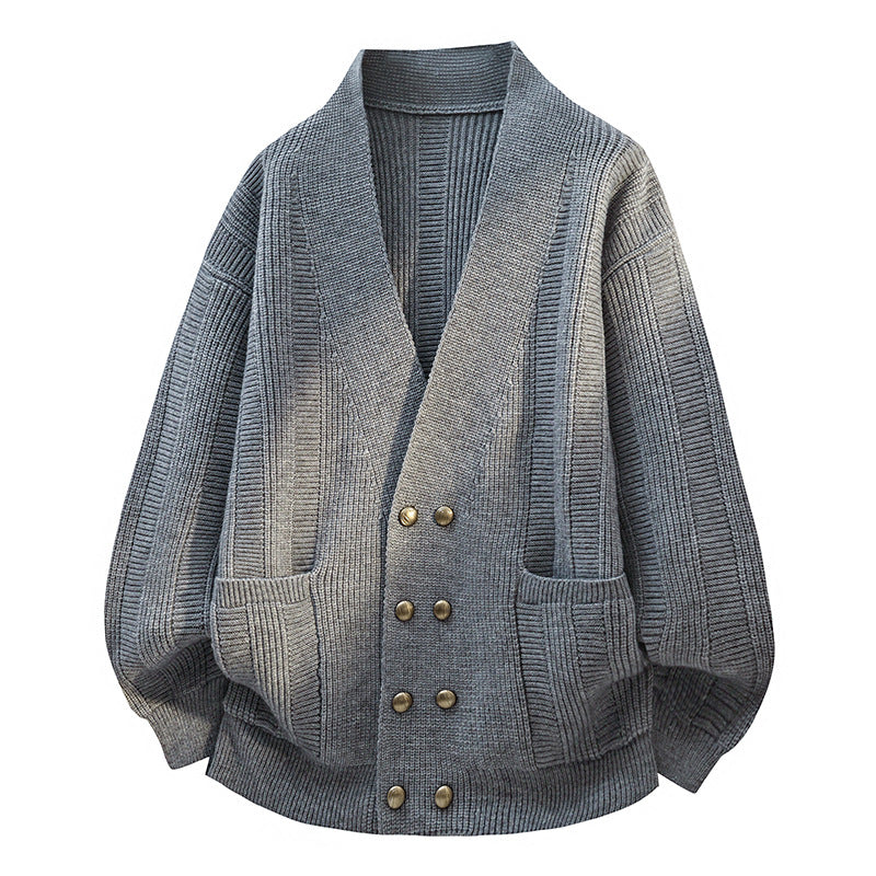 Damen Oversize Strickcardigan mit Schalkragen, doppelreihiger Knopfleiste & Eingrifftaschen Nord Taschen