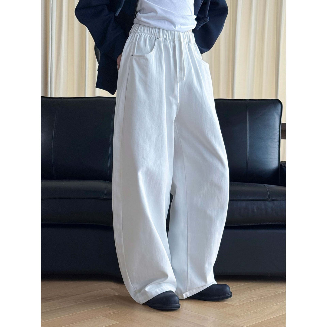 Damen Weite High‑Waist Relaxed-Hose mit Elastikbund, Zugband und Eingrifftaschen Nord Taschen
