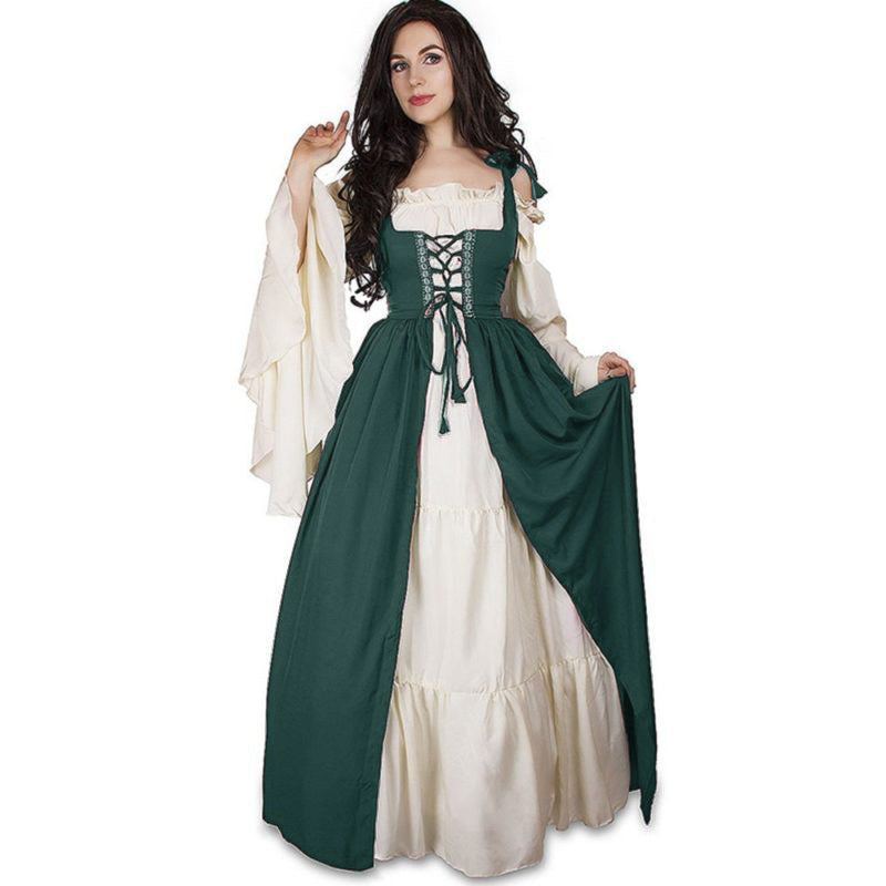 Damen historisches Kleid mit romantischem V-Ausschnitt und voluminösen Ärmeln