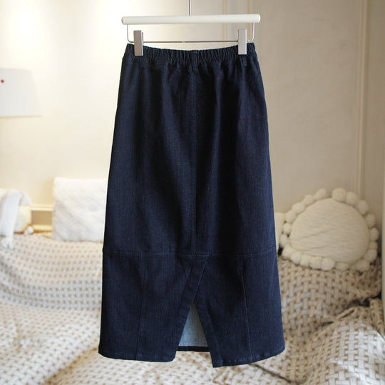 Damen Jeans-Midirock mit elastischem Bund Nord Taschen