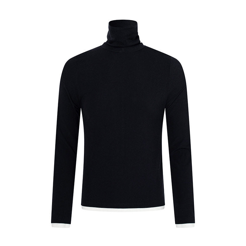 Herren Slim-Fit Rollkragen-Feinstrickshirt mit Melange-Jersey und Stretch Nord Taschen