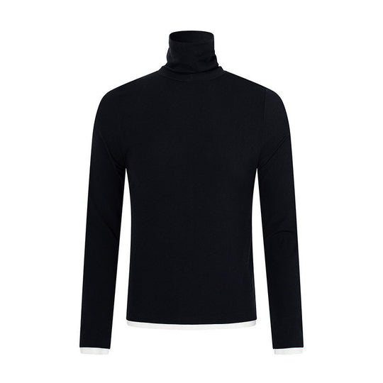 Herren Slim-Fit Rollkragen-Feinstrickshirt mit Melange-Jersey und Stretch Nord Taschen