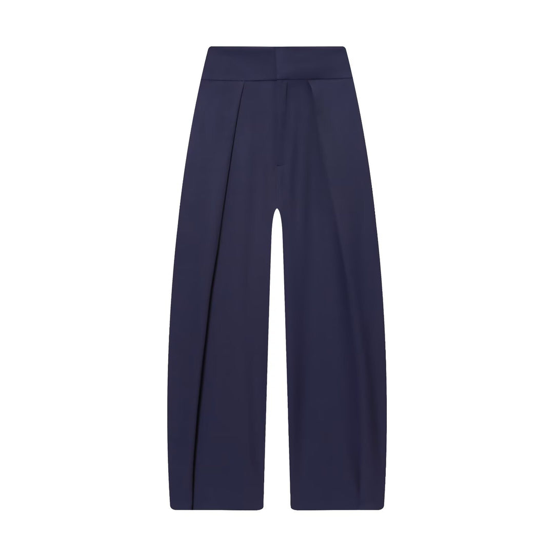 Damen Weite Highwaist-Hose mit Frontfalten und fließender Palazzo-Silhouette Nord Taschen