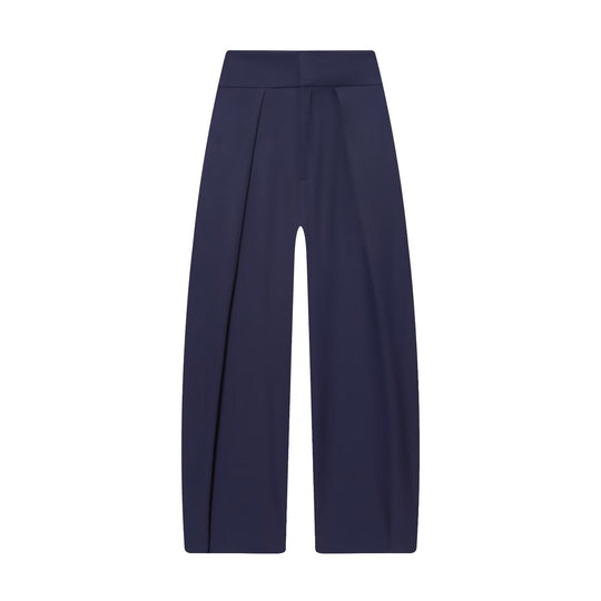 Damen Weite Highwaist-Hose mit Frontfalten und fließender Palazzo-Silhouette Nord Taschen