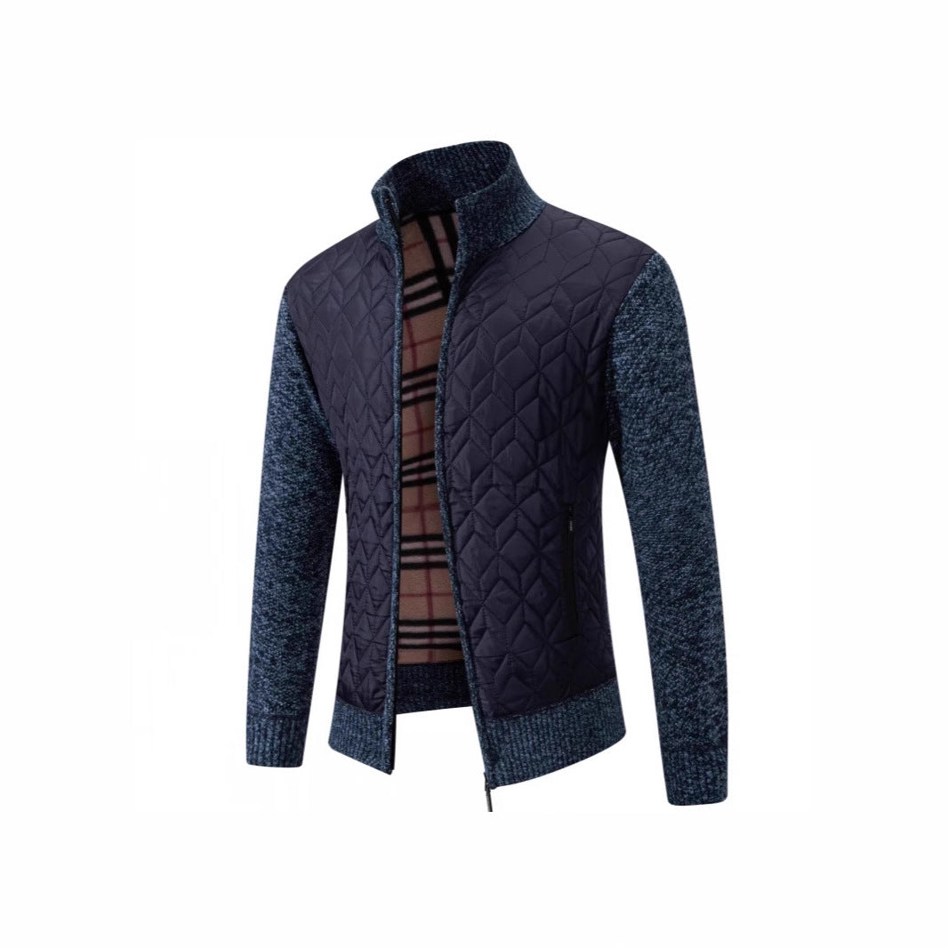 Herren Steppjacke mit hohem Kragen und eleganter Strickästhetik Nord Taschen