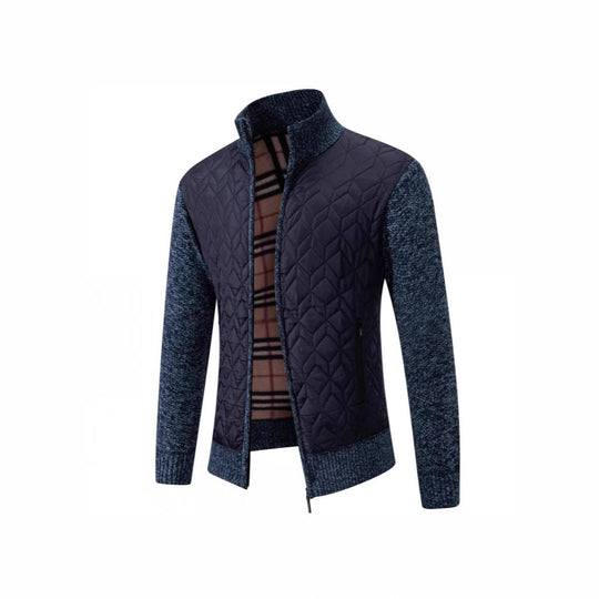 Herren Steppjacke mit hohem Kragen und eleganter Strickästhetik Nord Taschen